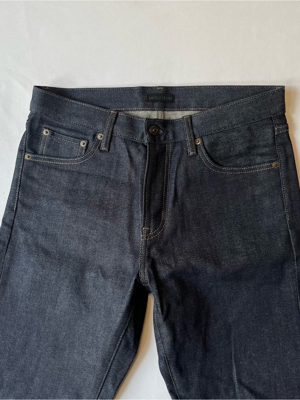 Uniqlo Selvedge jeans 30 x 30 Slim straight Dark blue Rigid Mid rise Zip fly - Picture 3 of 10